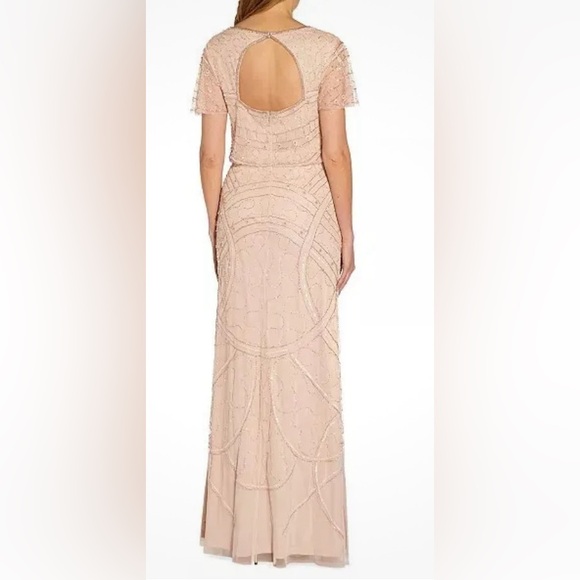 NWT! ADRIANNA PAPELL Shell Beaded Blouson Long Gown. Size 14 - Picture 3 of 6